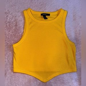 Forever21 Women's Mustard Yellow Crop V Tank Top Size Small